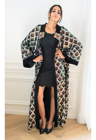 Clara Noir Maxi Kimono