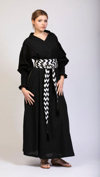 women wearing a modern designer abaya kimono with luxury elements from #Mary and Mary#