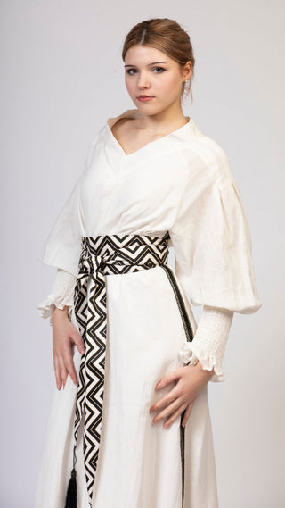 women wearing a modern designer abaya kimono with luxury elements from #Mary and Mary#