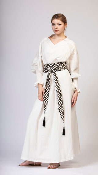 women wearing a modern designer abaya kimono with luxury elements from #Mary and Mary#
