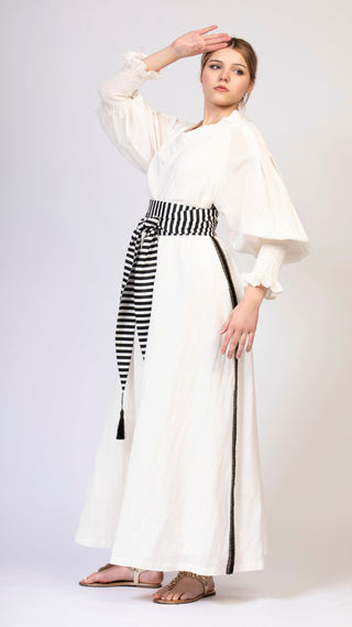 women wearing a modern designer abaya kimono with luxury elements from #Mary and Mary#