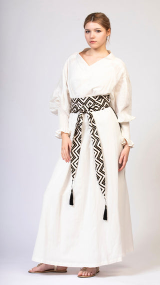 women wearing a modern designer abaya kimono with luxury elements from #Mary and Mary#