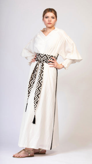 women wearing a modern designer abaya kimono with luxury elements from #Mary and Mary#